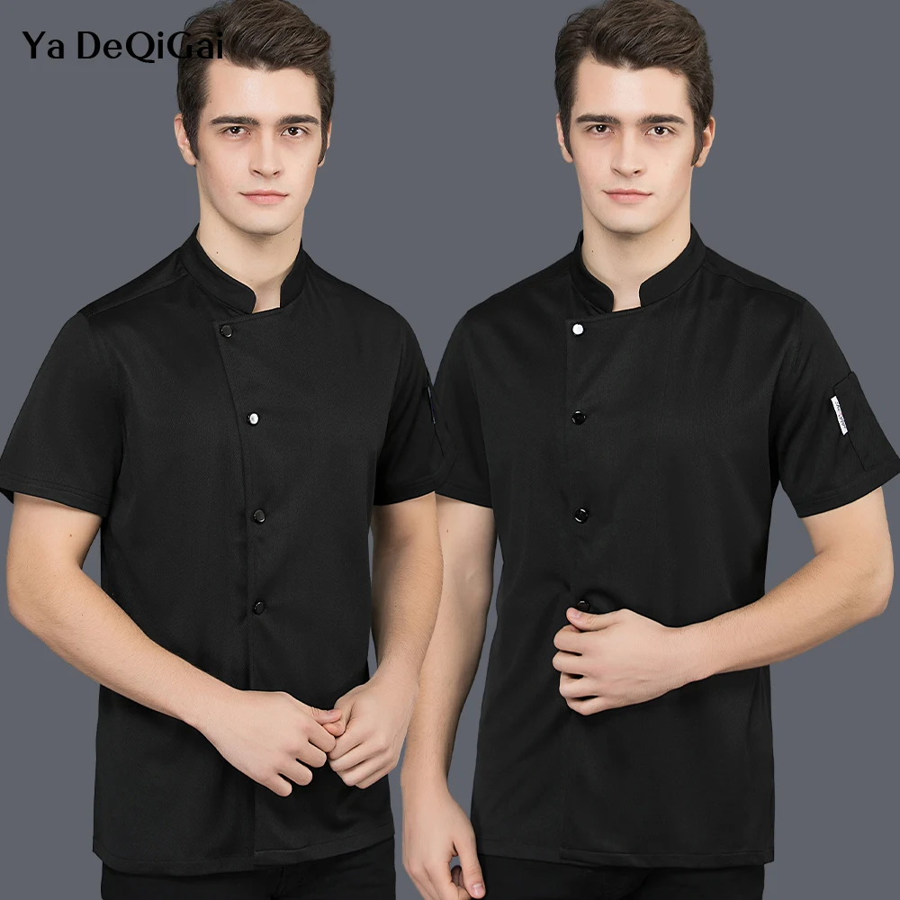 All Mesh Uniforms Short Sleeve Clothes Hotel Restaurant Waiter Shirts Kitchen Chef Coat Overalls Men Women