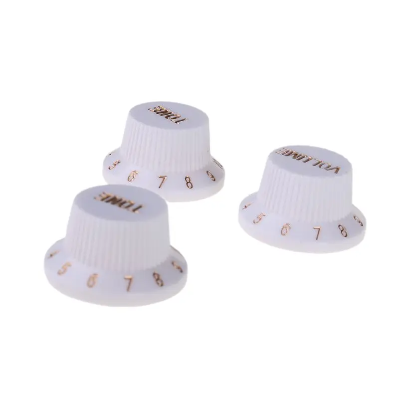 1 Volume 2 Tone Control Knobs For Electric Guitar Bass FD ST Plastic White Golde