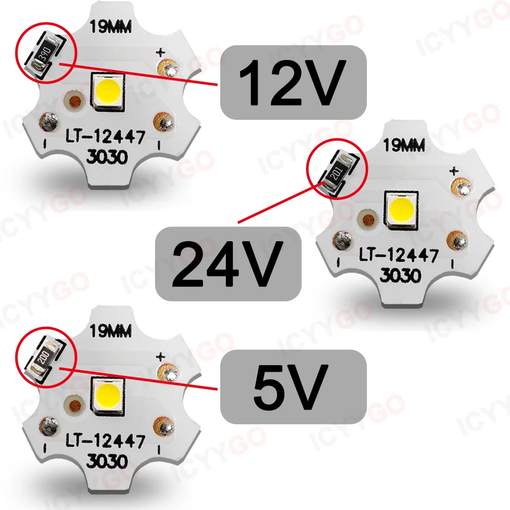 10PCS LED Lamp Beads 5V 12V 24V Warm White Light PCB Board 19MM for Spotlights Night Lights Plum Blossom Shape Mini Light Board