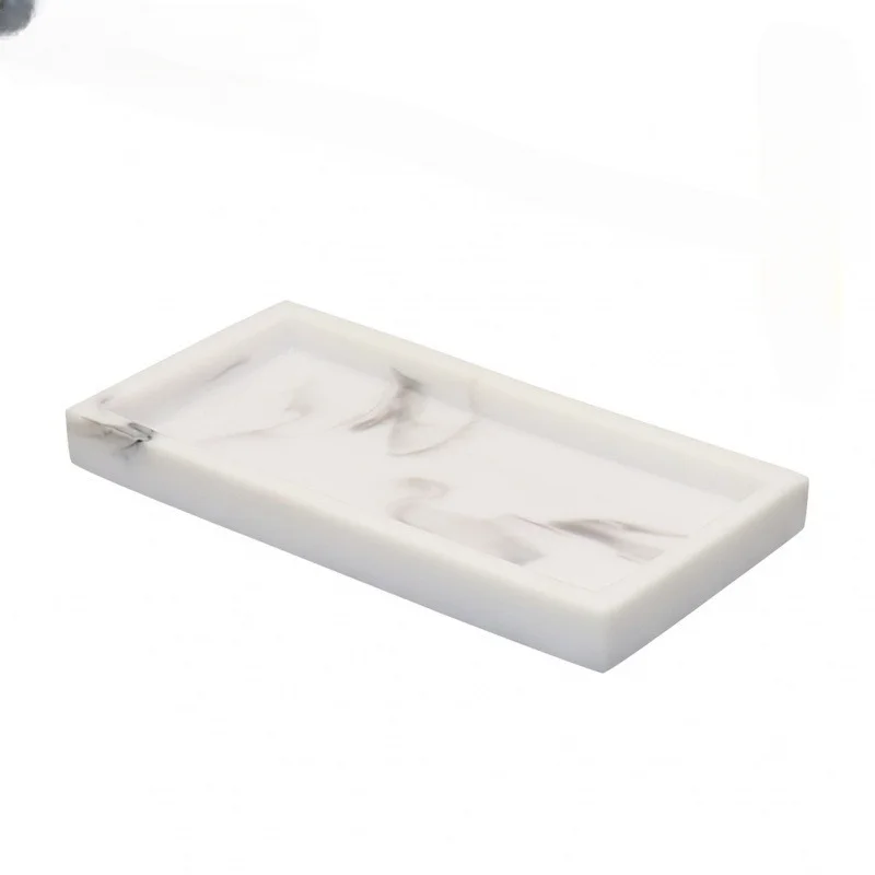 

Marble Pattern Resin Tray Non Slip Rectangular Plate Countertop Bathroom Soap Shampoo Storage Tray Home Decor Cosmetic Organizer