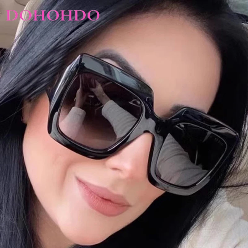 Oversized Square Retro Sunglasses Women Men Luxury Brand Designer Eyewear Travel Street Photography Shades UV400 Gafas De Sol