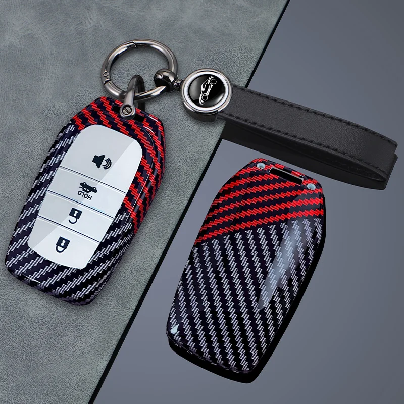 Car Key Fob Cover Case For Toyota Tacoma Fortuner Corolla Venza Grand Highlander RAV4 XSE 2023 2024 Carbon Fiber Keychain Holder