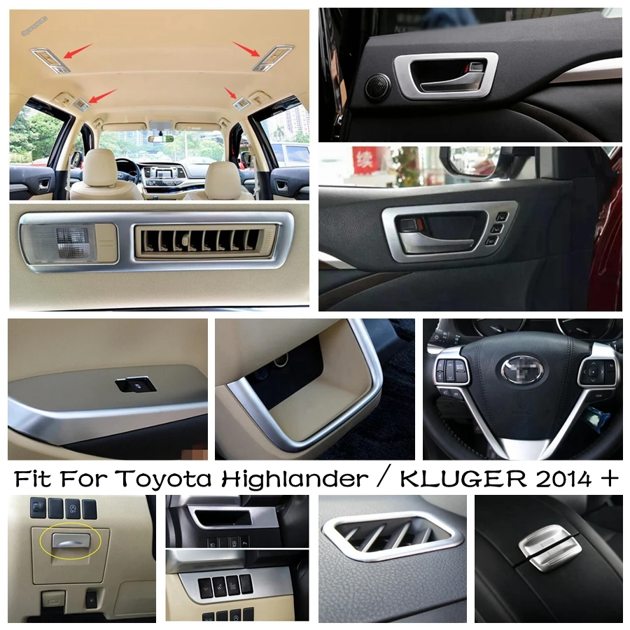 

Head Lamp / Handle Bowl / Dashboard Frame / Window Lift Cover Trim Matte Accessories For Toyota Highlander / KLUGER 2014 - 2019