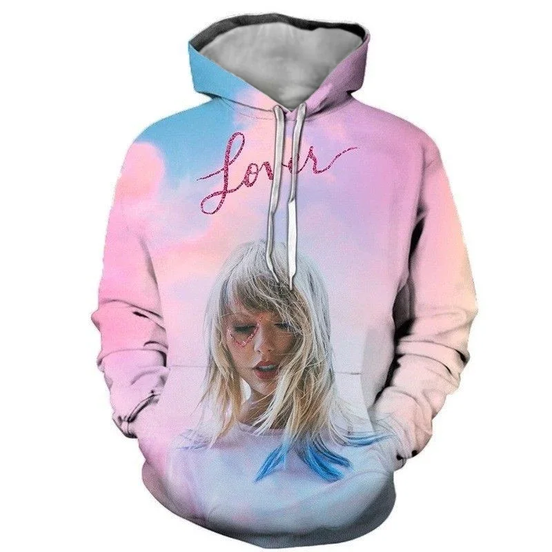 Star Same TaylorSwift Taylor Singer Pattern Jumper 3D Printing Loose and Comfortable Sports and Leisure Trend Fashion Hoodie