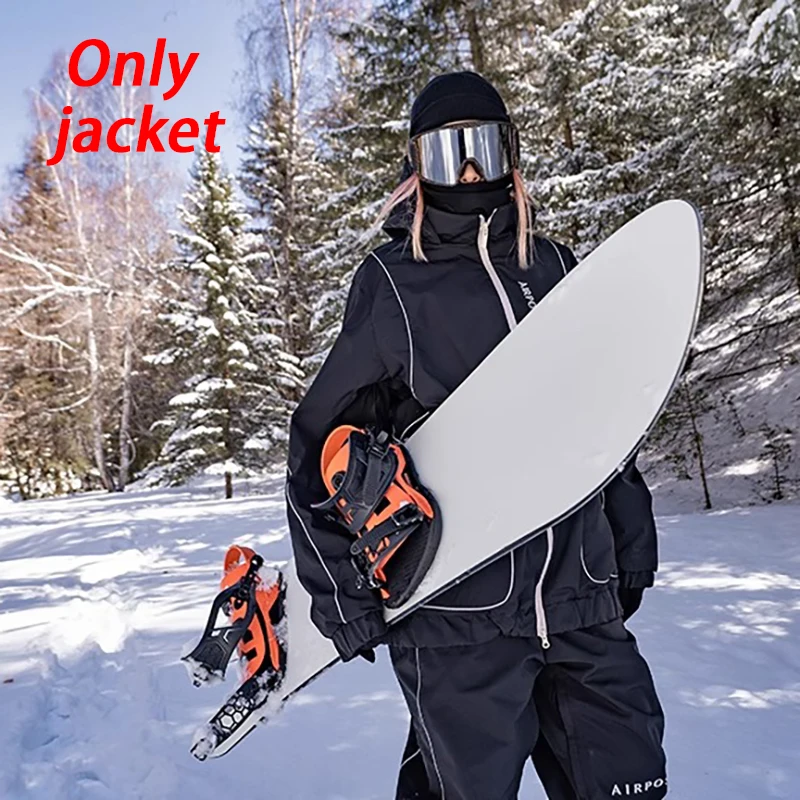 

New Women's Waterproof Split Reflective Strip Ski Top Single Board Windproof Breathable Wear-resistant Hooded Snow Jacket Men