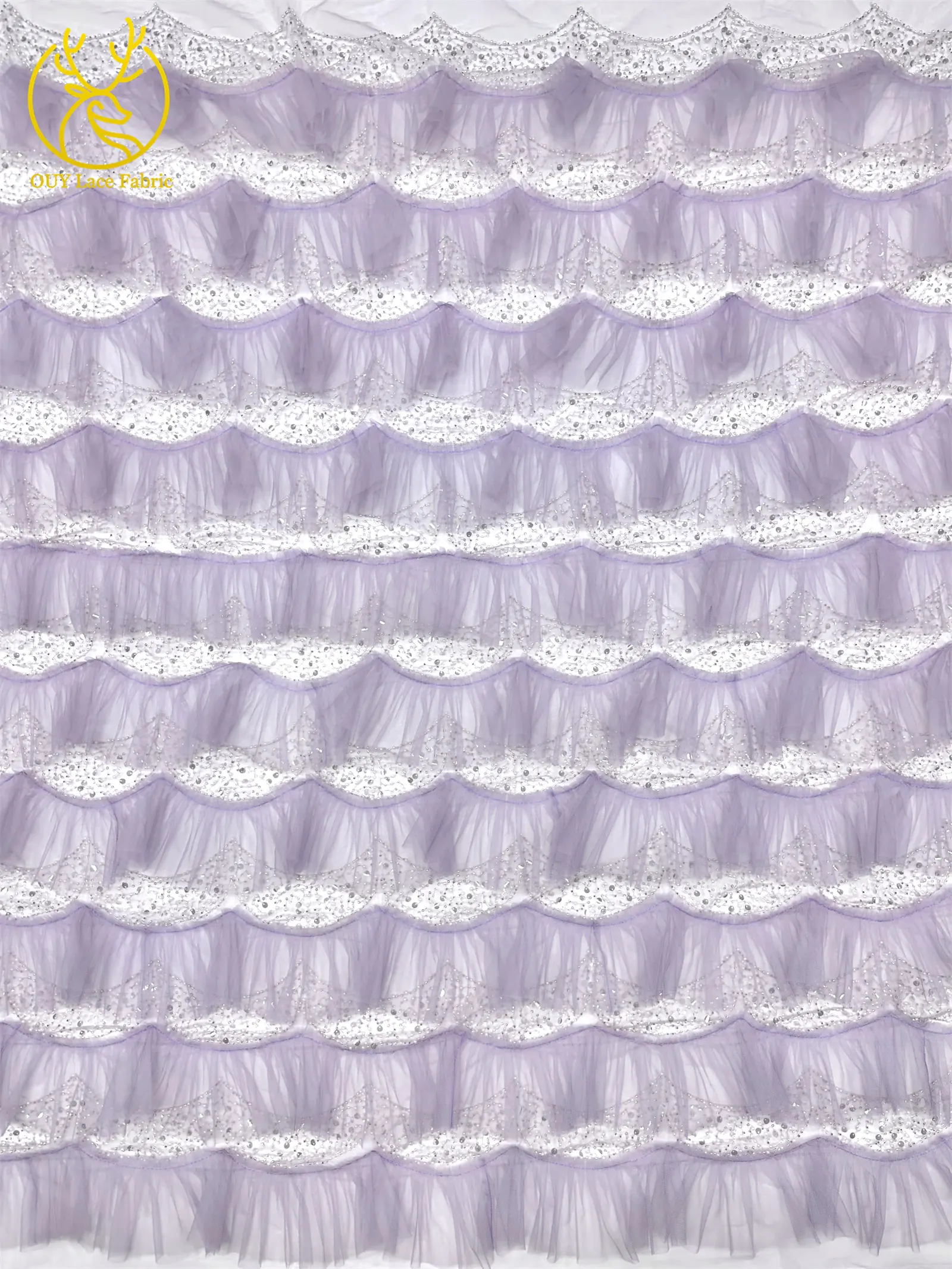 Neuester 3D Tüll-Mesh-Spitzenstoff 2026 Hochwertiger Perlen-Pailletten-Spitzenstoff Nigerianische Perlenstickerei-Spitze für Brautkleider – Detail 9