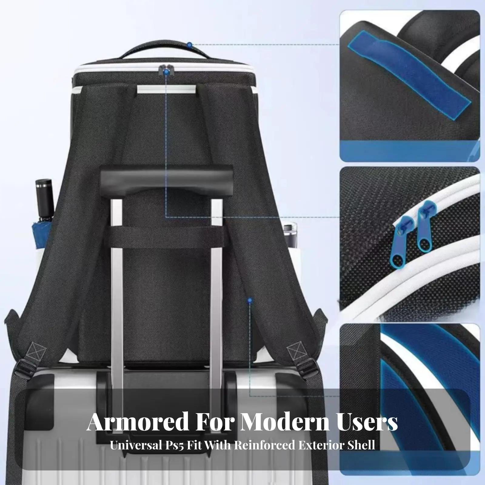 PS5 Storage Backpack Water-Resistant Exterior Panels, Structured shock-absorbing Design, PS5 Carrying Backpack with side pocket