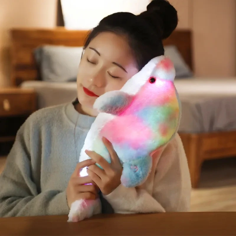 30CM Creative Toy Luminous Pillow Soft Stuffed Plush Glowing Colorful Dolphin Cushion Led Light Toy Gift For Kids Children Girls