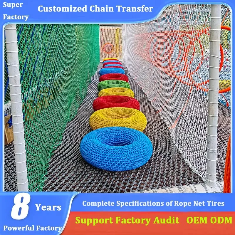 Custom color nylon indoor playground toy hammock swing set for school gardens, trampoline parks and playhouses