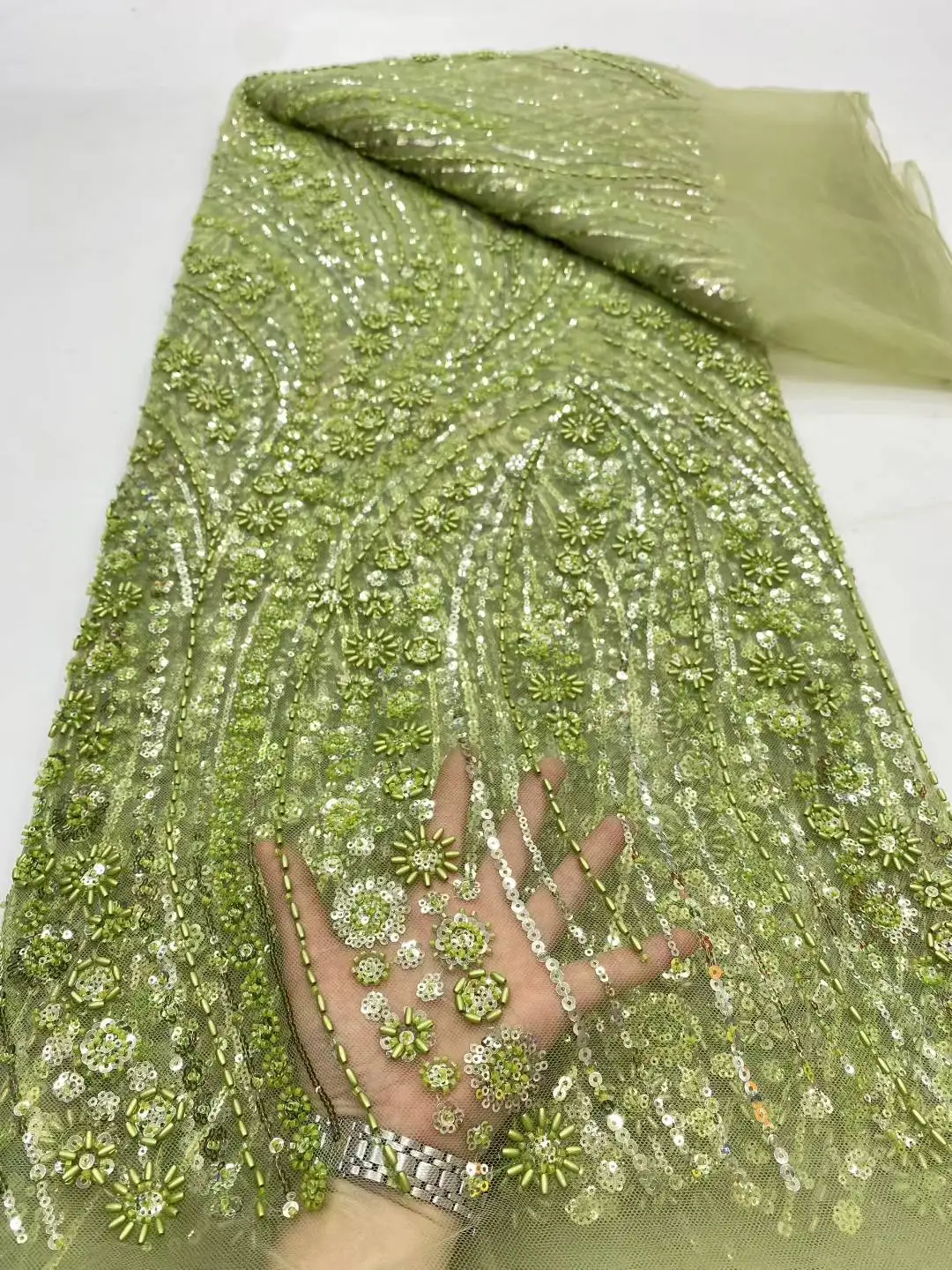 

Luxury African Tulle Laces Latest Beads Lace Fabric 2025 High Quality Nigerian Tulle Net Lace Embroidery Bride Lace For Dresses