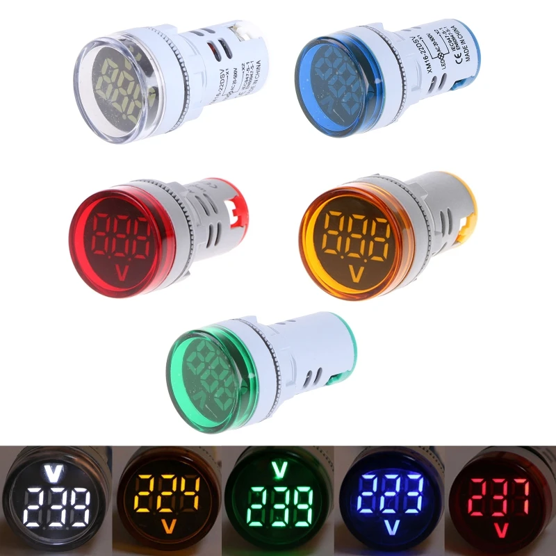 Đồng Hồ Kế LED Màn Hình Hiển Thị Kỹ Thuật Số Vôn Kế Đèn Báo Điện Áp 22 Mm 60-500V Máy Đo Đèn Báo Bảng Điều Khiển Điện Áp