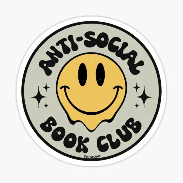 Anti Social Book Club Introverted Book  5PCS Stickers for Living Room Decor  Kid Wall Window Art Car Luggage Cartoon Funny