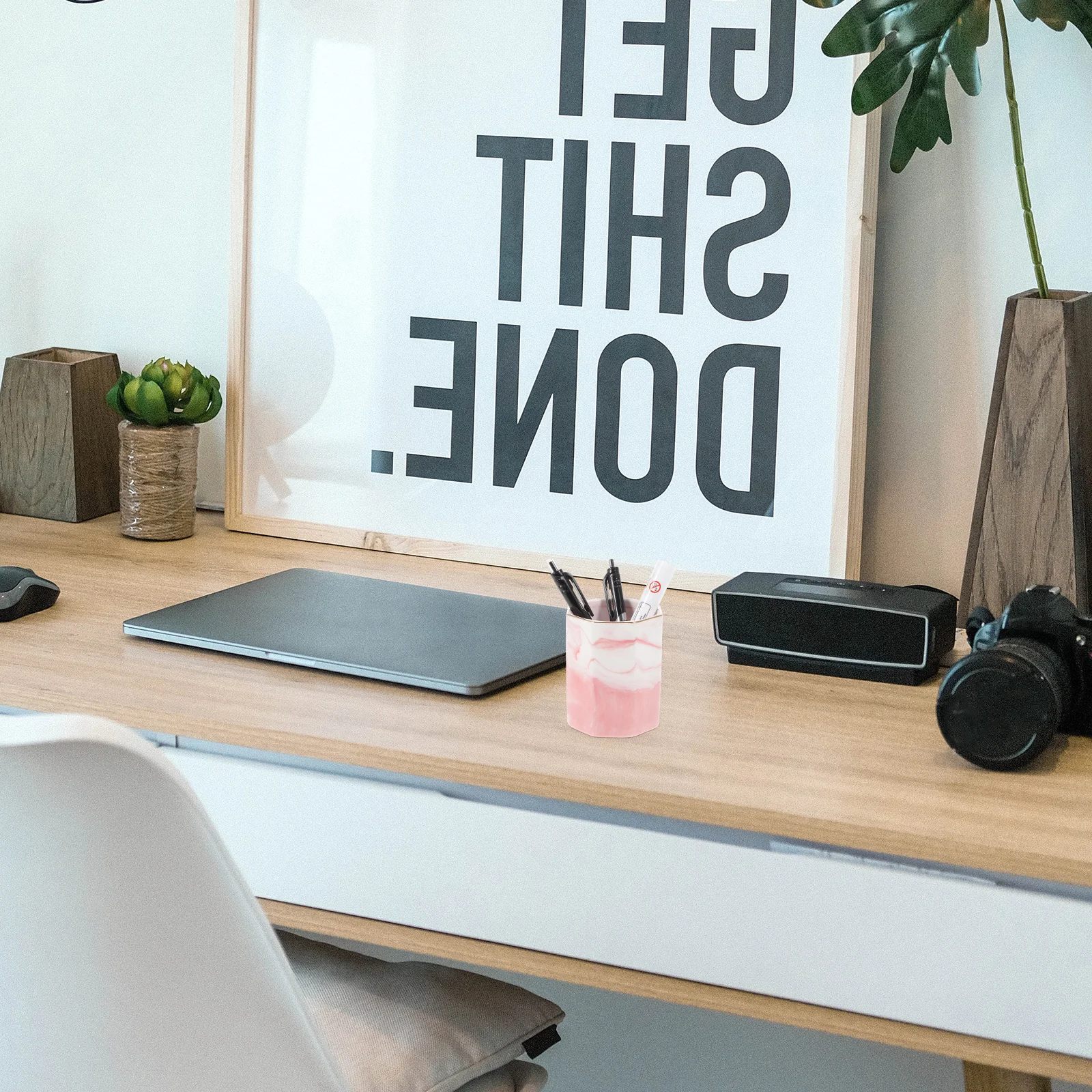 

Pencil Cup Holder Cups for Desk Marble Office Accessories Women and Organizer Toothbrush