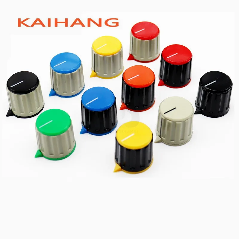 2PCS KN21-6 21*21MM Plastic Knob Potentiometer Knob Cap Instrument Panel Operation Switch Knob Cap Round Hole 6MM