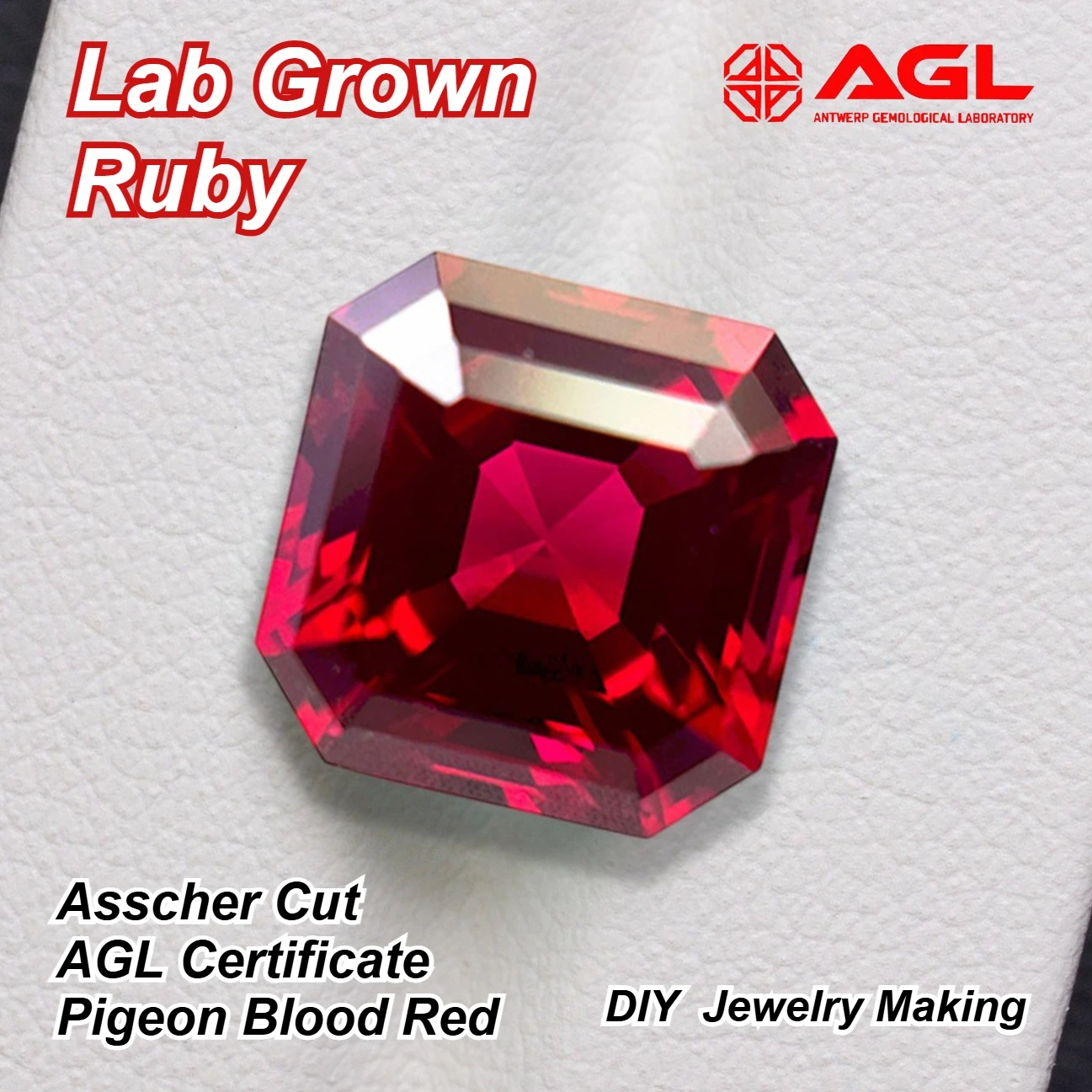 Lab Grown Ruby Asscher Cut Pigeon Blood Red High-quality DIY Charms Jewelry Making Main Materials Selectable AGL Certificate