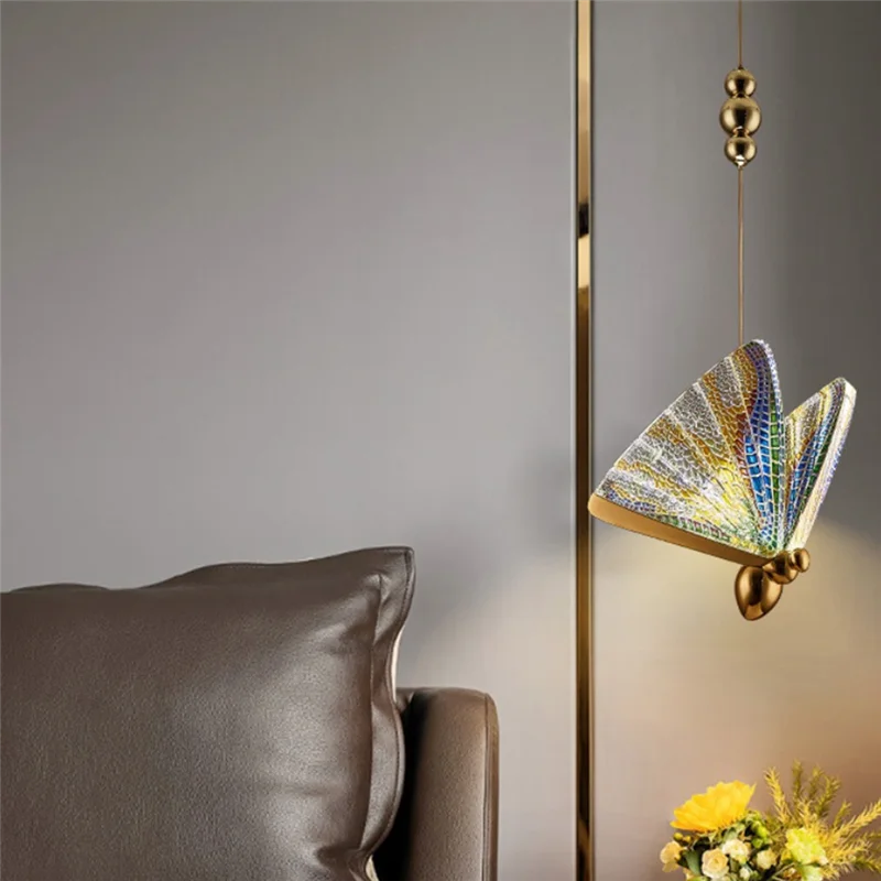 Pendant Lights Butterfly Model Chandeliers Lamp Indoor Lighting Home Decor Bedside Bar Chandelier Duplex Staircase Ins,B Durable