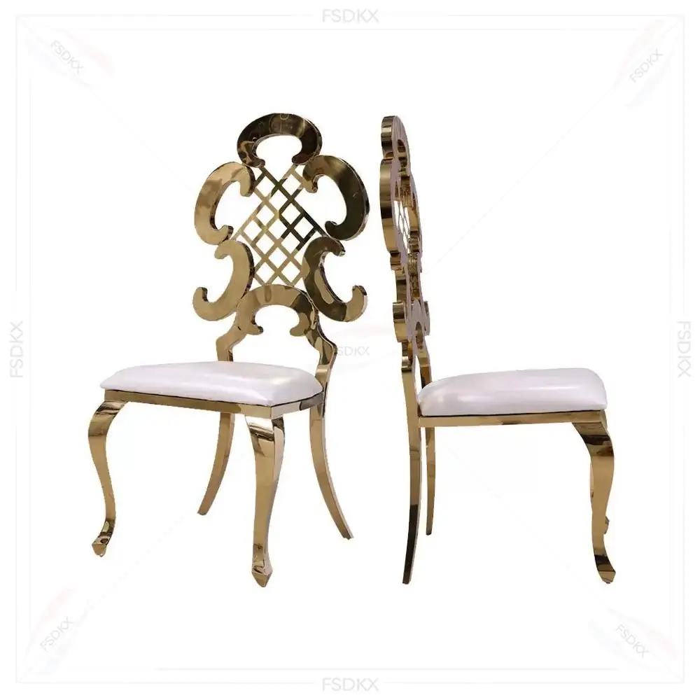Modern Luxury Hotel Event High Back Chair Banquet Wedding Chair Stainless Steel Leg Dining Chair