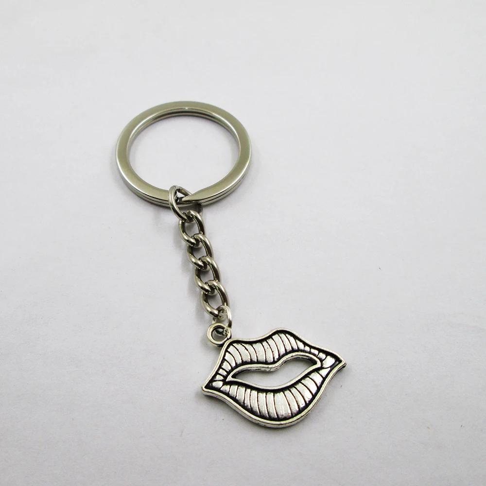 3pcs/lot Antique Silver lip 24x19mm charm keyring best frined,birthday  present ,pendant keychain