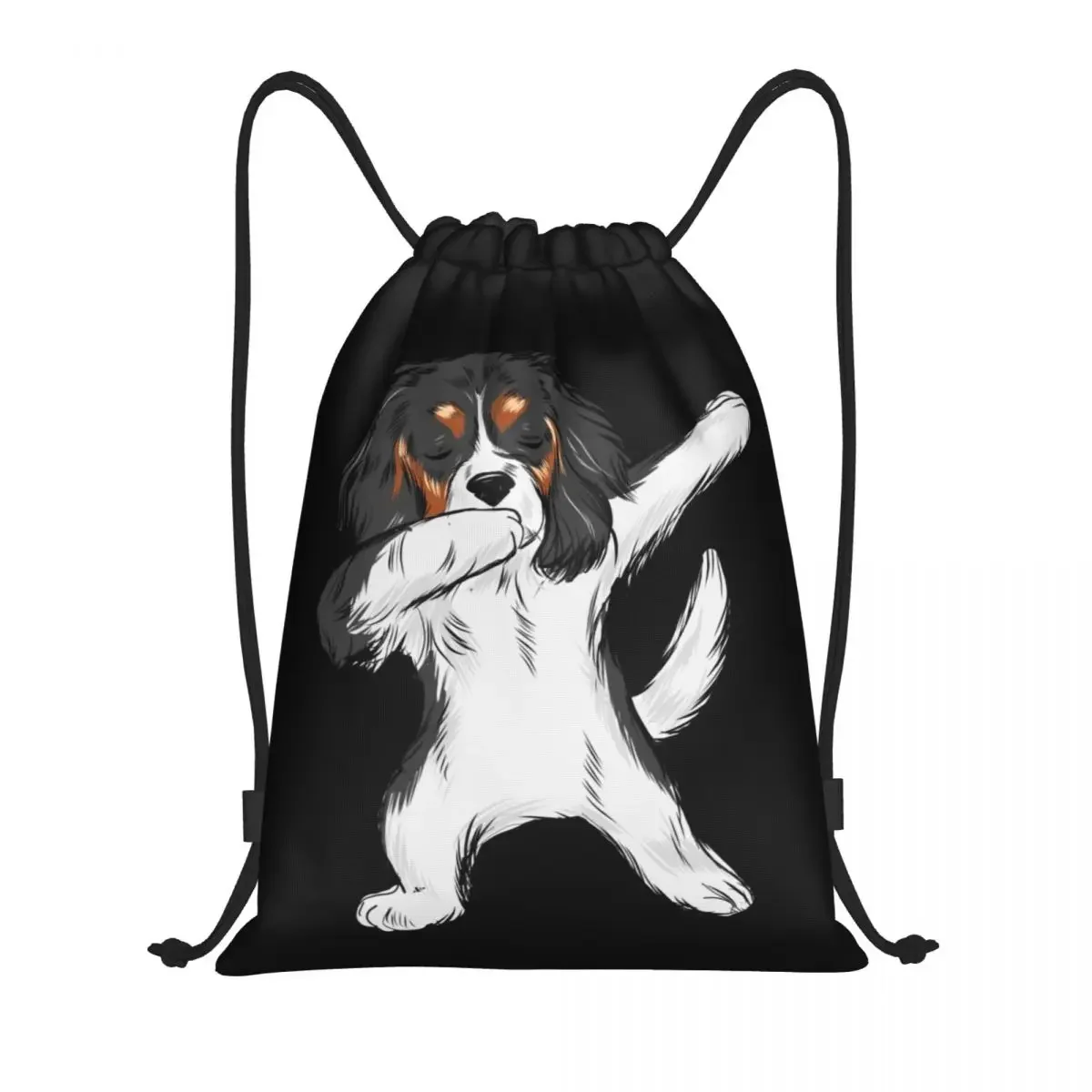 Dabbing Cavalier King Spaniel Dab Dance Drawstring Bags for Training Yoga Backpacks Women Men Dog Sports Gym Sackpack