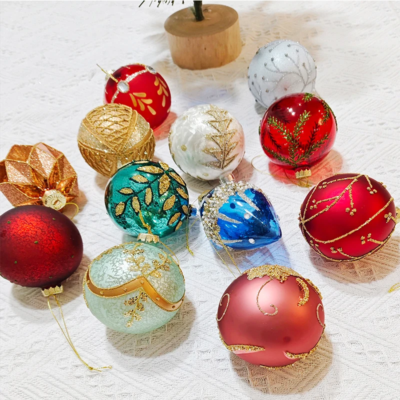 

Red Glass Christmas ball,Painting Christmas Tree ornament , Christams Decoration for Home, Adornos Navida 2025