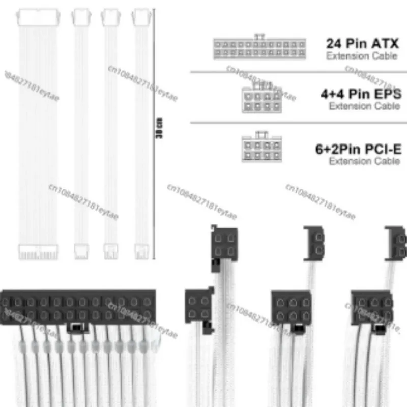 Ingenious-2X PSU Cable Extensions Kit 30CM with Cable Combs Extension Power Supply Cable 24Pin 8Pin(4+4) 8Pin(6P+2P)