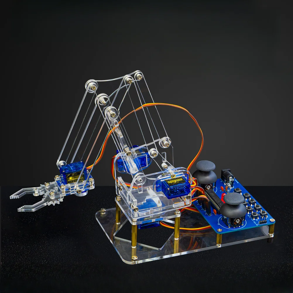4DOF Assembled Robotic Arm Kit For Microcontroller Learning Robotic Technology Unassembly Acrylic Mechanical Robot Manipulator