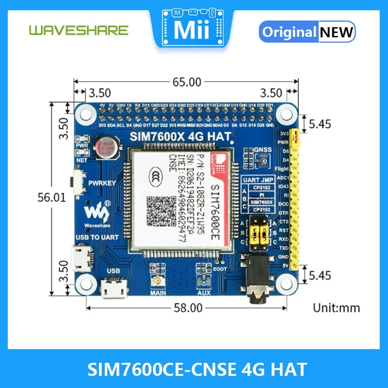 Módulo de rede MiiBestODRaspberry Pi 4 SIM7600CE-CNSE 4G HAT suporta comunicação 4G / 3G / 2G, posicionamento LBS