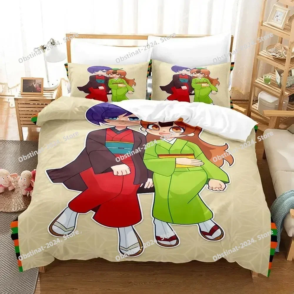 New Anime My Master Has No Tail Bedding Set Printed Bed Set With Pillowcase Bed Duvet Cover Single Double Queen Super King Size
