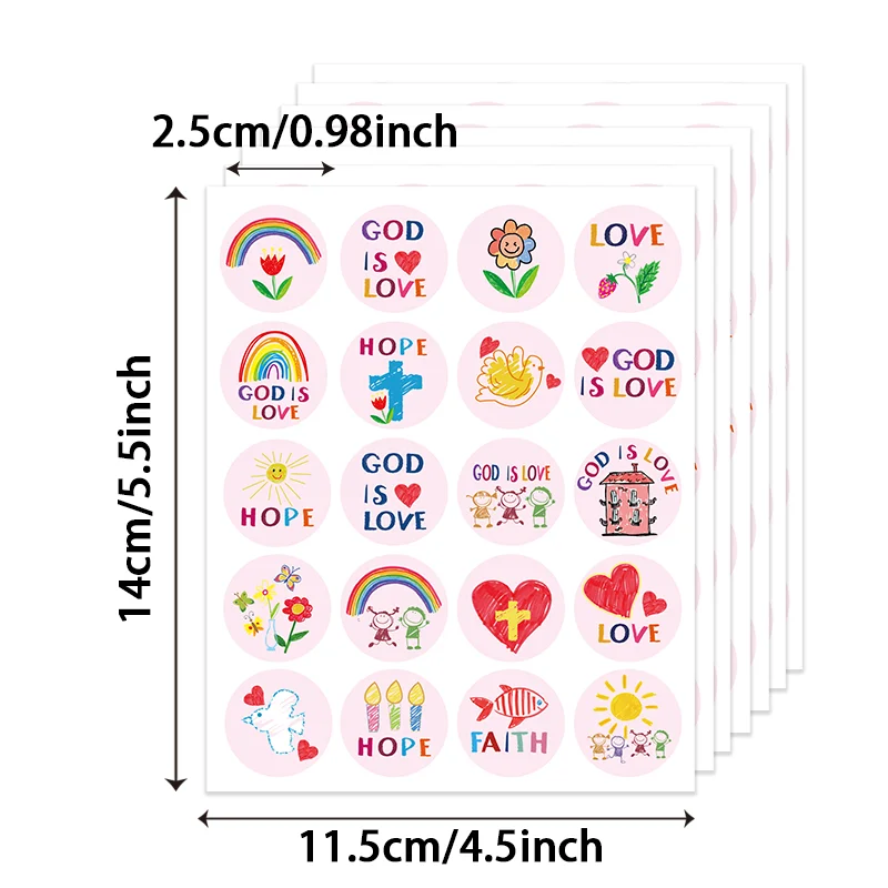 200 Pcs Christian Religious Stickers for  Jesus Christian Faith Shape Stickers Religious Easter Stickers