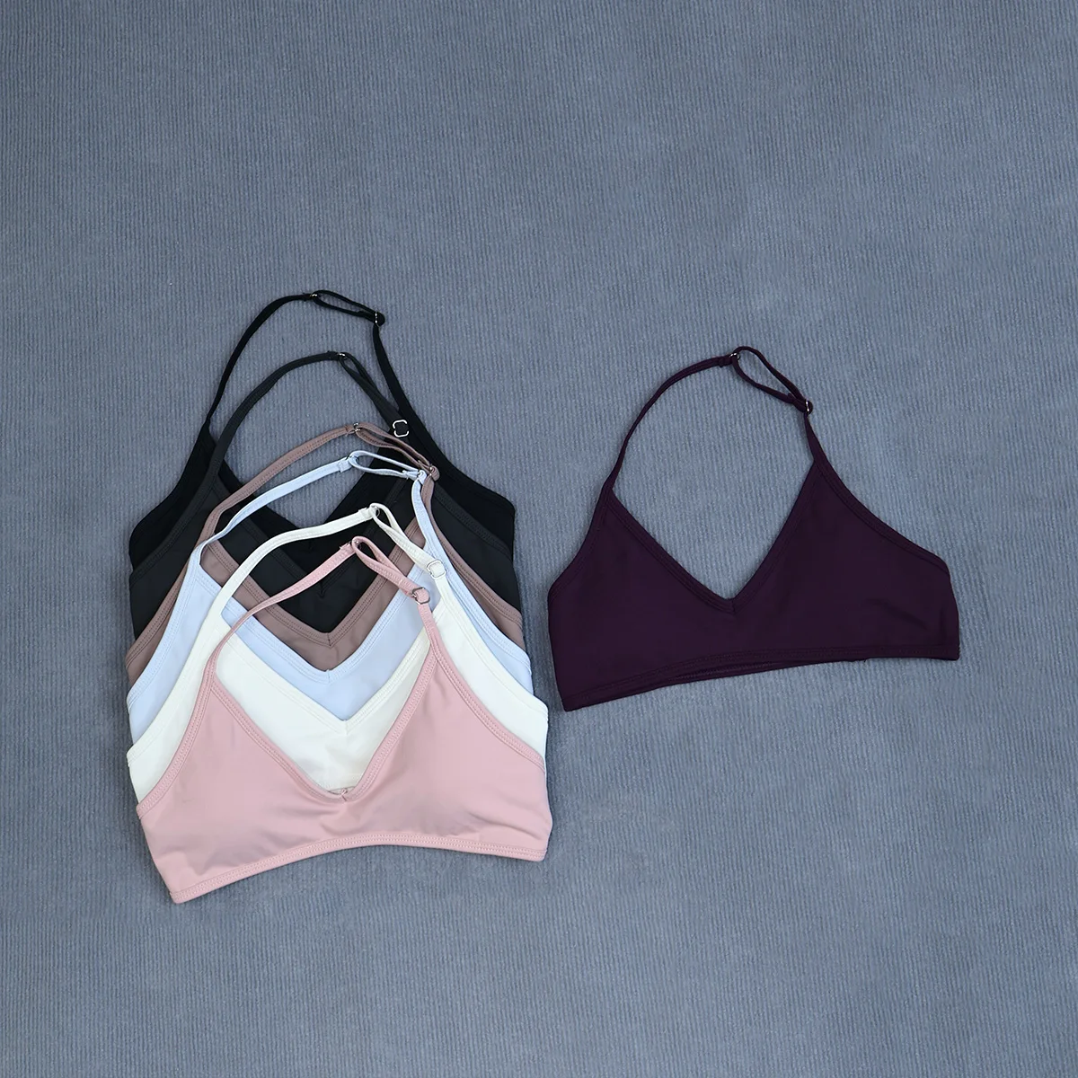 Damen-Sommer-Sport-Yoga-BH mit Neckholder-Ausschnitt, gepolstert, stoßdämpfend, rückenfrei, Crop-Top für Outdoor-Laufen und Fitness – Detail 36