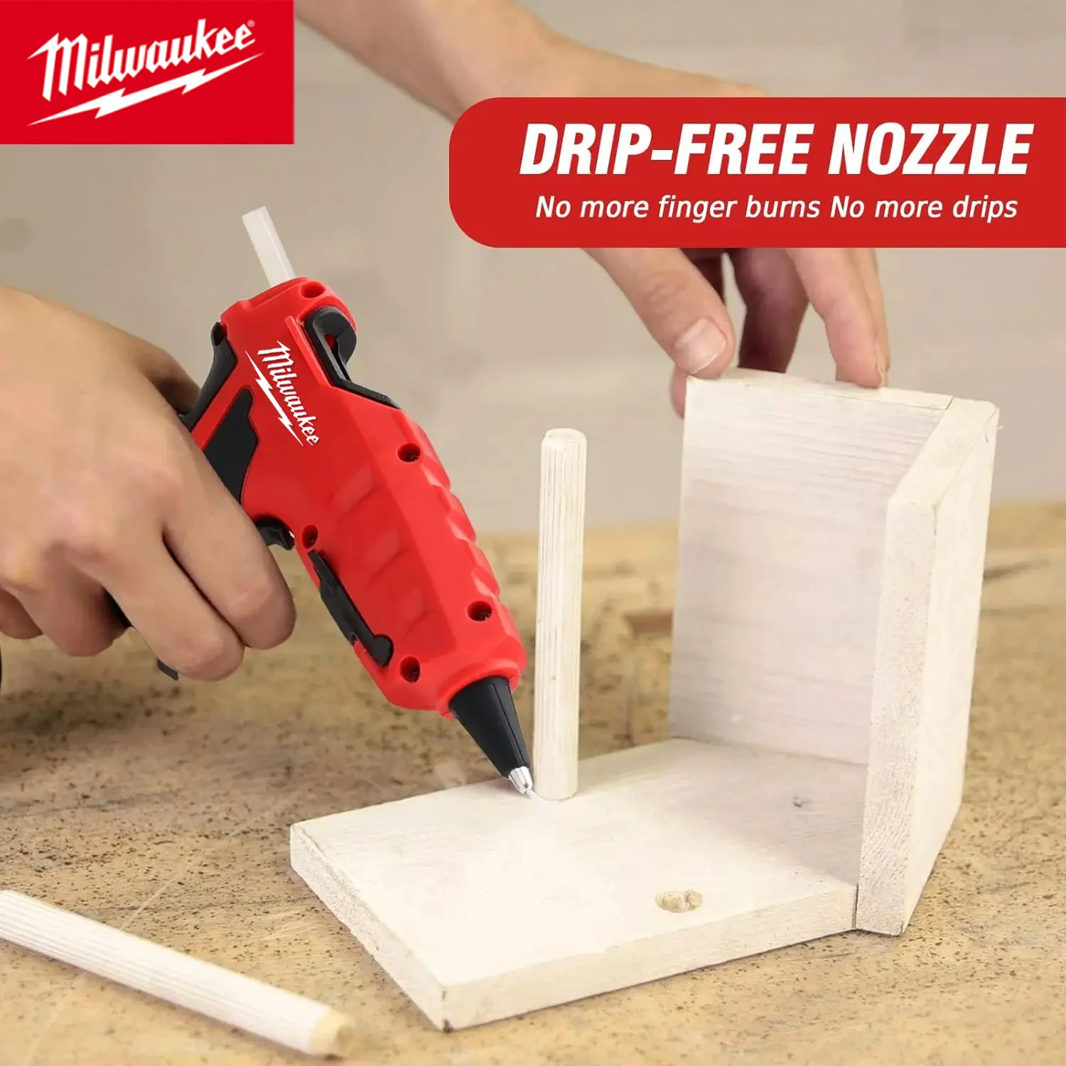 Milwaukee Cordless Hot Glue Gun for Milwaukee 18V Battery Tools for Arts Crafts DIY Repair with 30 Pcs Hot Glue Sticks  Portable