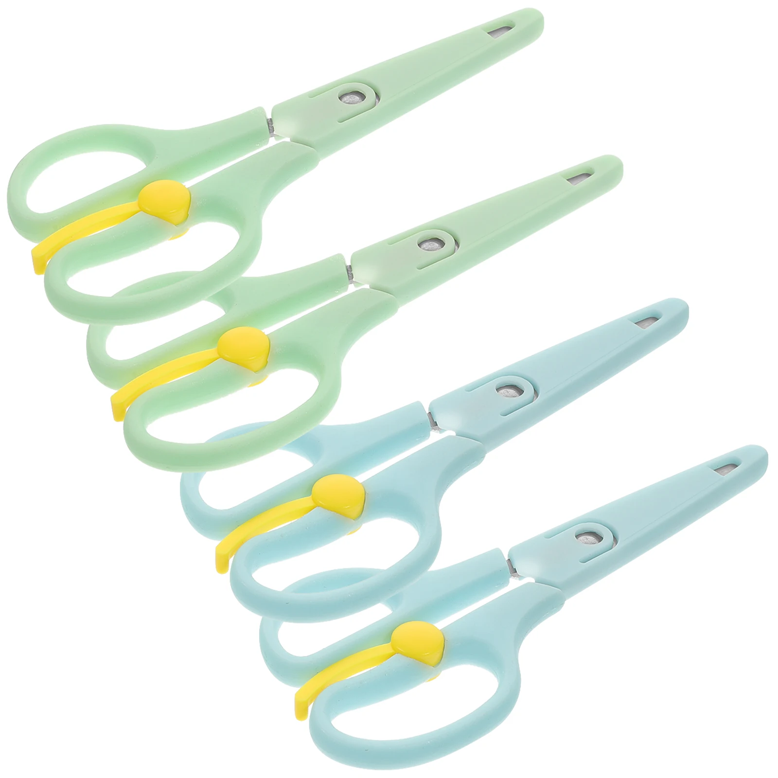 4Pcs 작은 안전 가위 종이 사진 공예를위한 튼튼한 플라스틱 손잡이 절단 가위 연령 2-4 년