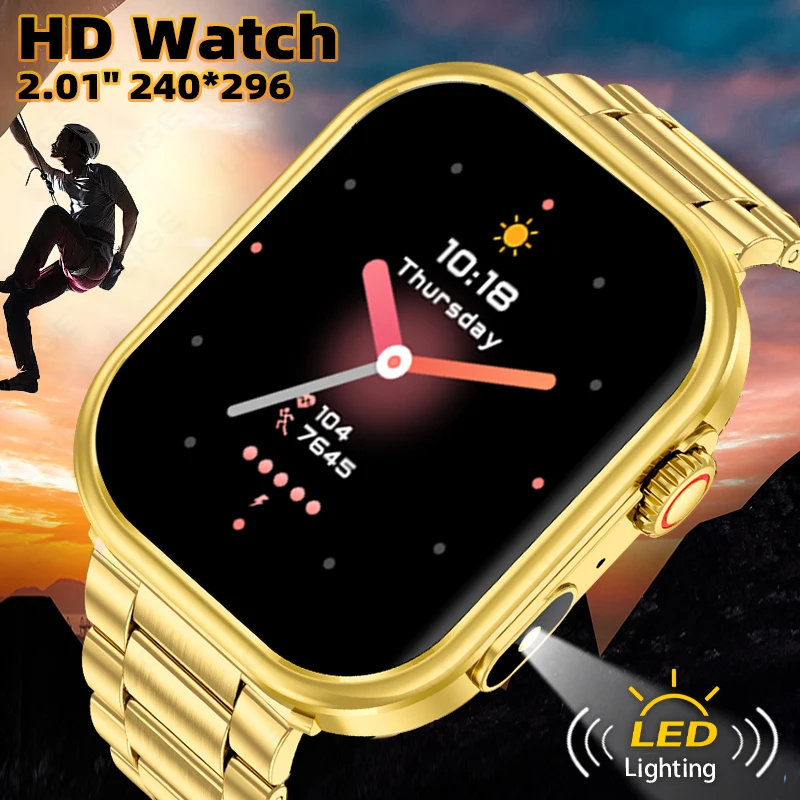 

LIGE Смарт-часы для мужчин и женщин Фонарик 2,01-дюймовый HD-дисплей AI Голос Bluetooth-вызов Спортивные часы Монитор здоровья Смарт-часы для мужчин Новый