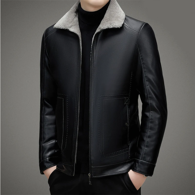 

Men's Down Jacket 2023 Winter New Thickened Lapel Warm Business Casual Solid Color Jacket