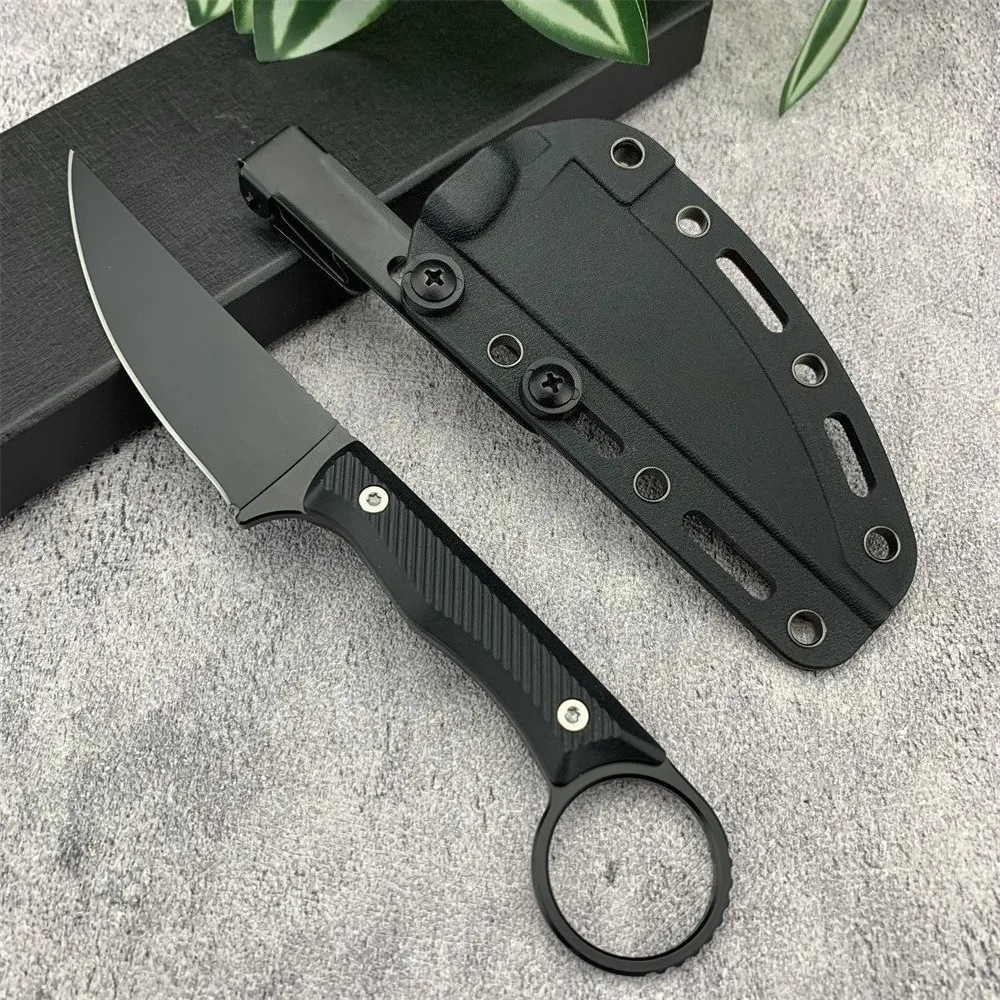 سكين مستقيم للبقاء على قيد الحياة التكتيكي، شفرة ثابتة كاملة مع مقبض نايلون مضاد للانزلاق للتخييم في الهواء الطلق والصيد والقطع #1