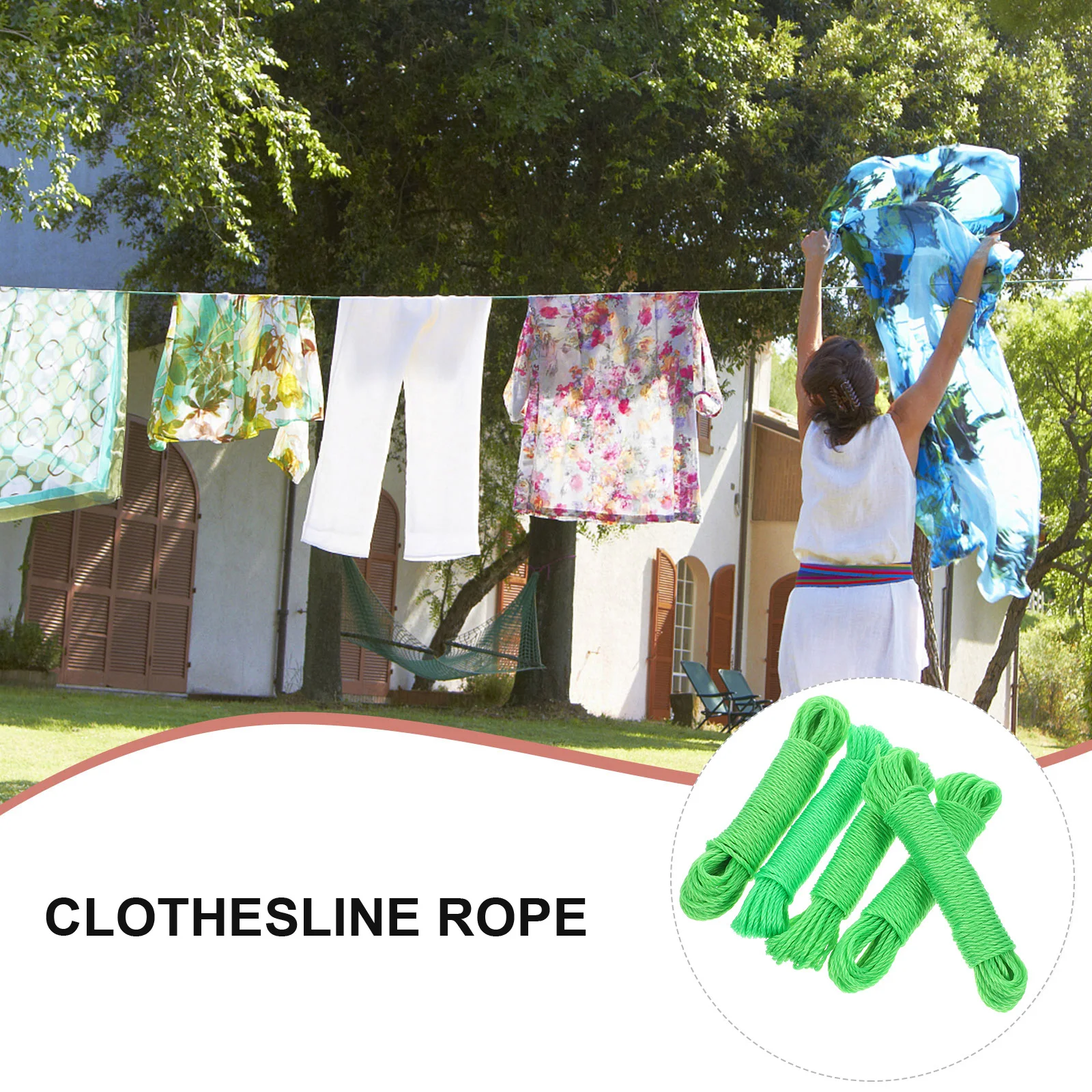 

5 Pcs Nylon Clothesline Rope Outdoor Anti-slip Windproof Sturdy Home Backyard Travel Trip Clothes Lines