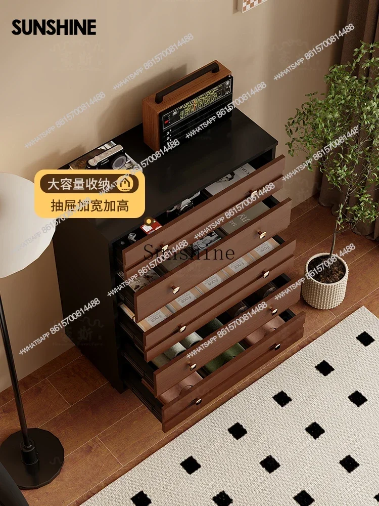 

American retro chest of drawers, living room against the wall, solid wood dining side cabinetX