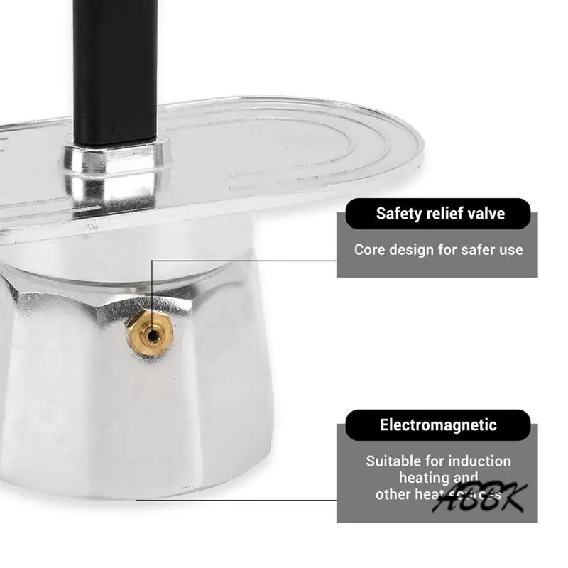 

ABBK-2 Cup Coffee Maker, 100Ml Mini Coffee Pot Double-Head Aluminum Stovetop Espresso Maker For Home Cafe Office Use