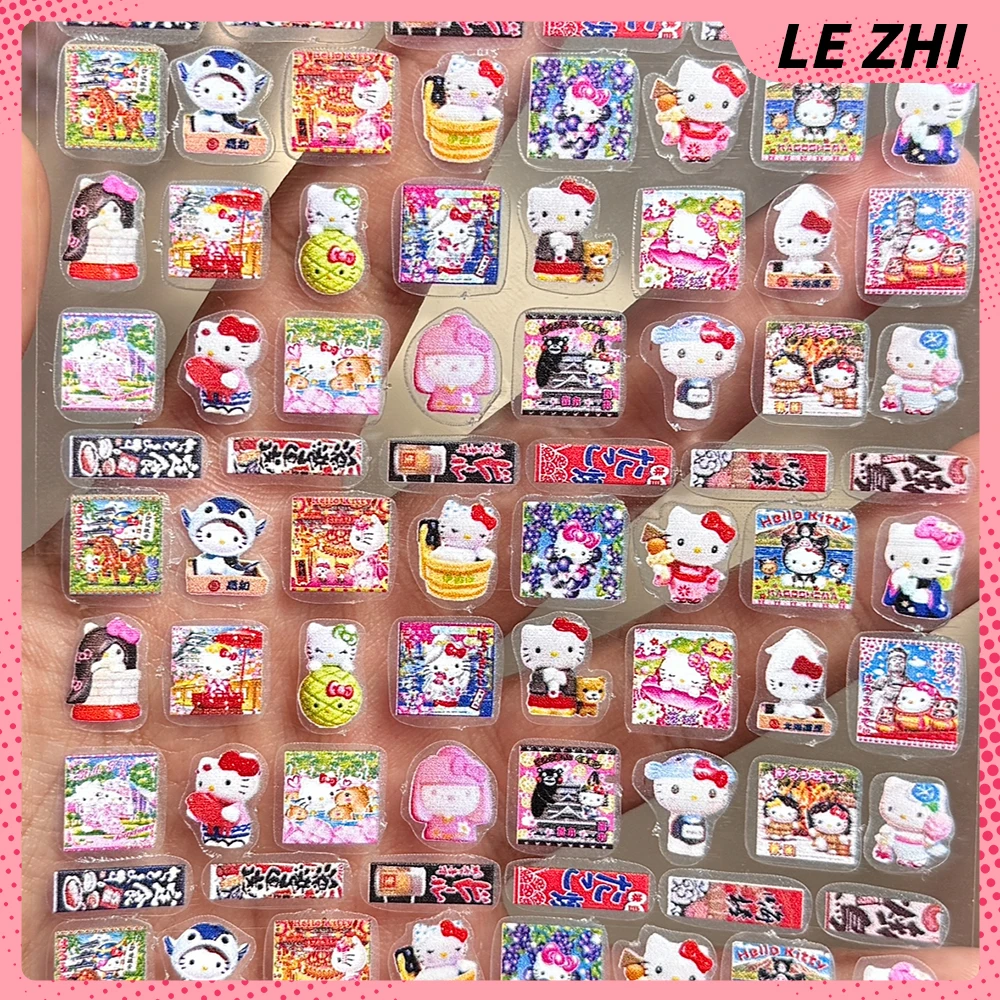 1-5Pcs 3D Stereo Cartoon Kawaii Hellokitty Figure Stickers Animals Star Pixel Wind Decor Phone Case Diy Sticker Birthday Gift