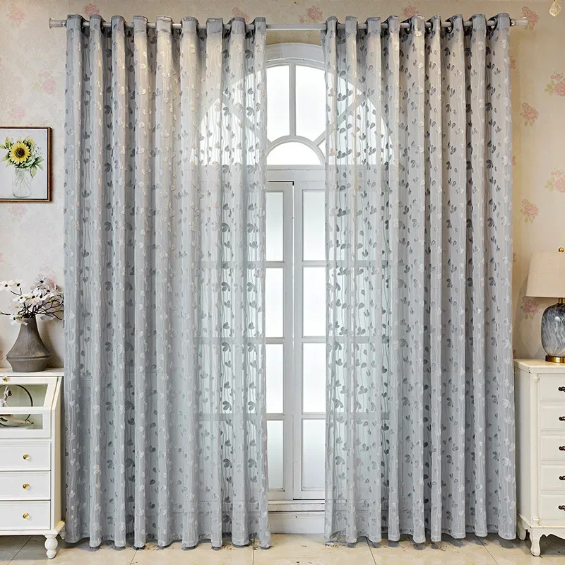 Modern Simple Light Luxury Customized Size Window Screen Curtains Living Room Balcony Bedroom Embossed Gauze Curtain Translucent
