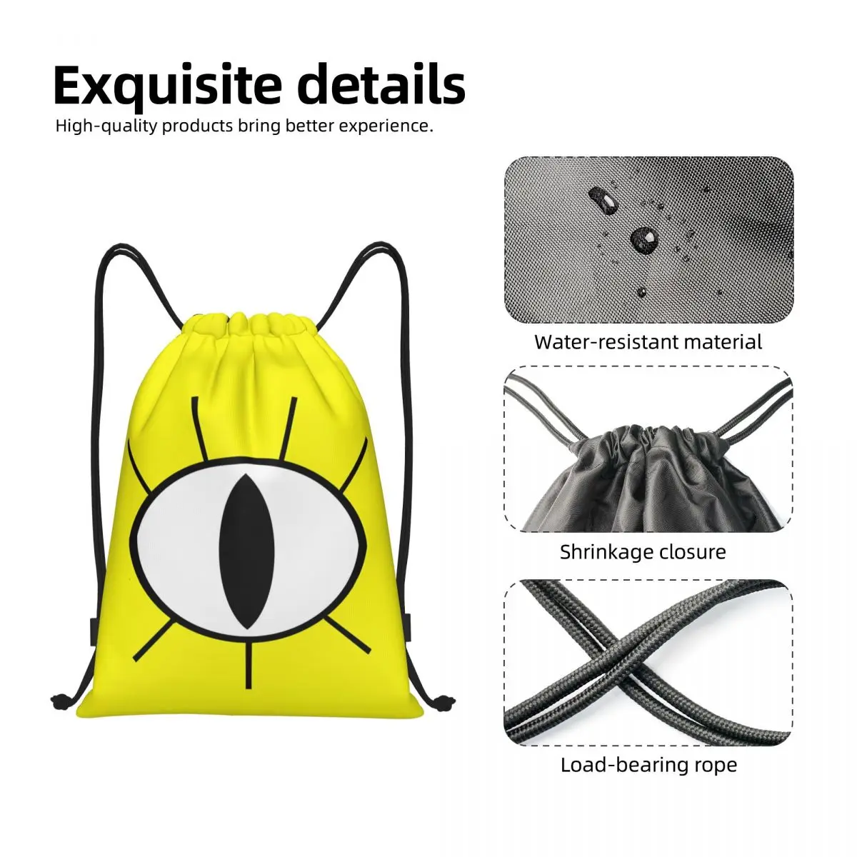 Bill Cipher Eye Gravity Falls Cartoon Drawstring Backpack Sports Gym Sackpack String Bags for Running