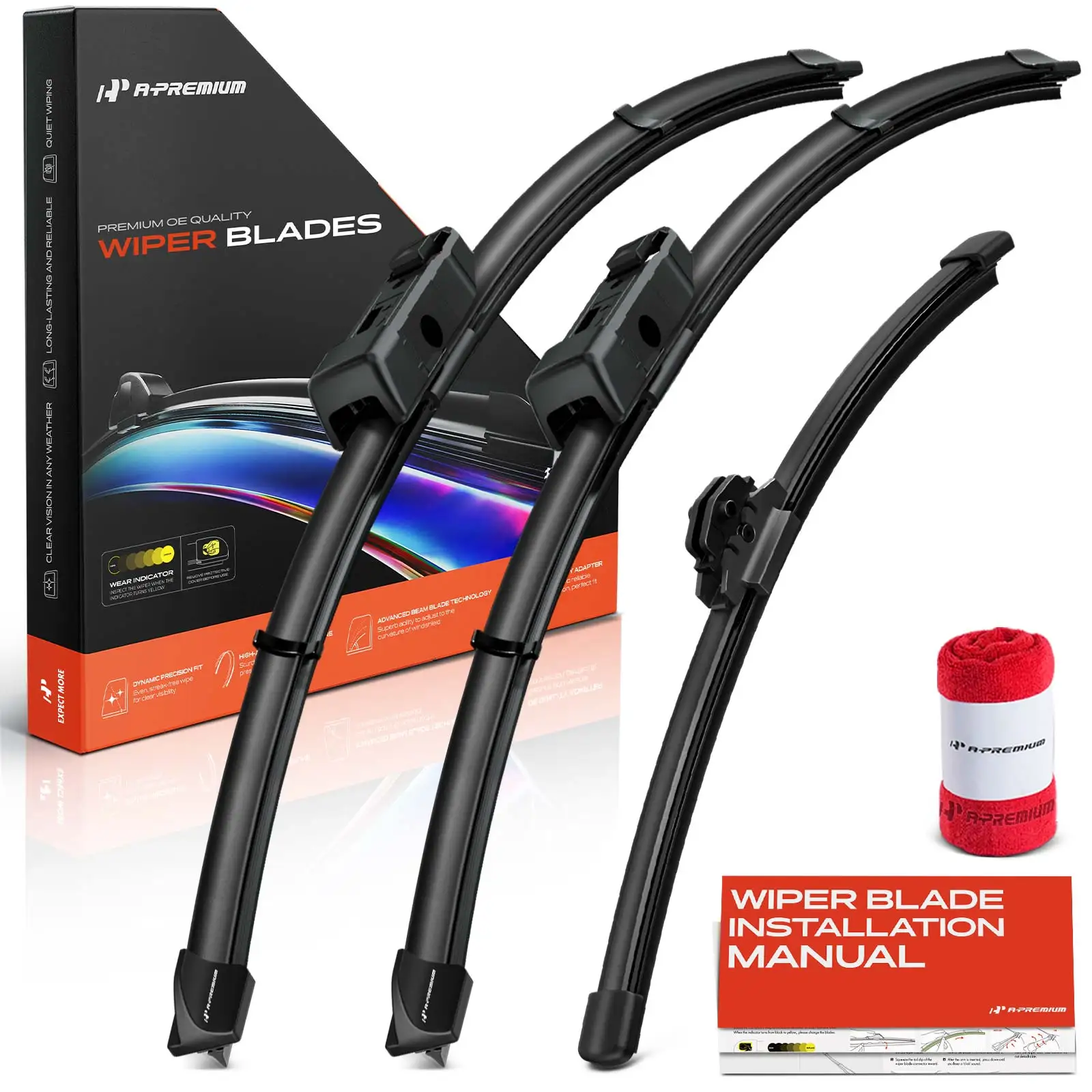 A-Premium 3Pcs 24'' & 21'' & 15'' Windshield Wiper Blades for Audi Q3 2015 2016 2017 2018