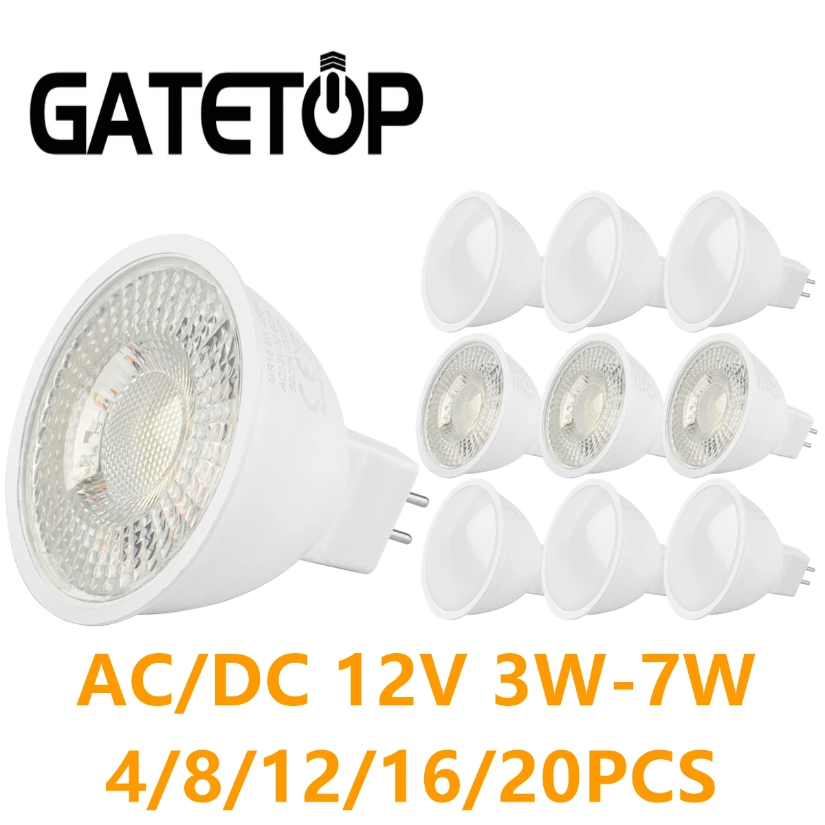 

12PC LED Spotlight MR16 GU5.3 low pressure AC/DC 12V highlight Light Angle 120 degrees Suitable for kitchen, study, living room