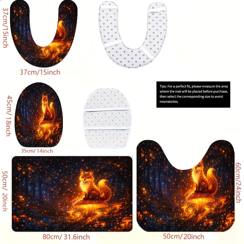 Majestic Fire Phoenix Bathroom Rug Mat Set Waterproof Home Decor Toiletry Floor Mat