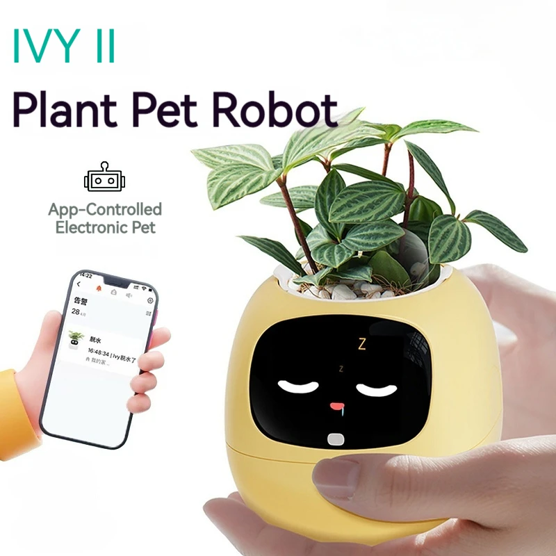 Smart Flower Pot, Smart Pet Flower Pot Robot Care Guide with Emoticons, Adorable Plant Companion