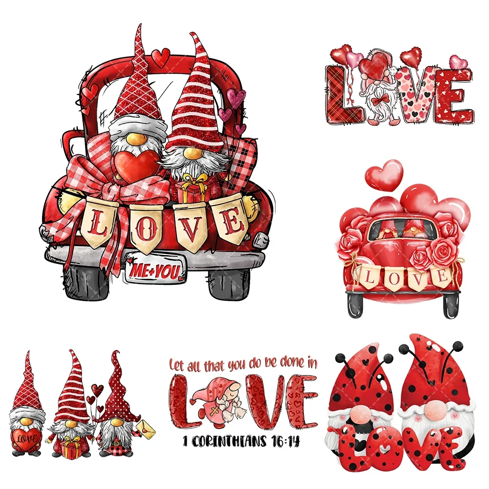 10cm Valentine's Day New Iron On Heat Transfer Stickers For Clothes DTF Pinted Vinyl Thermal Appliques Washable T-Shirt Decal