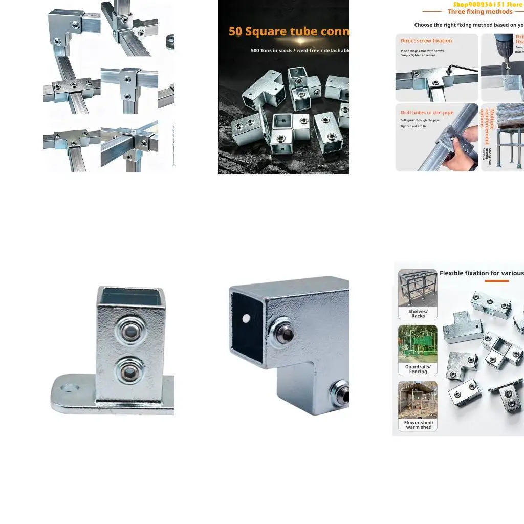 G92C Square Tubing Joint Fitting 50 x 50 mm with Galvanized Silver Finish, Bolt Lock Hardware for Shelter and Frame Work