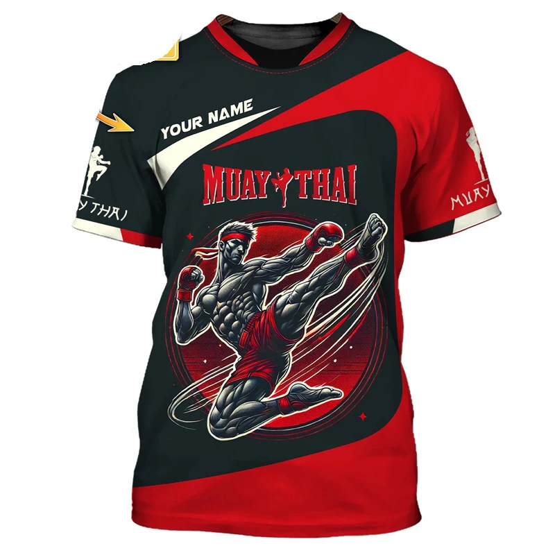 Cool New Muay Thai Graphic T-shirt for Men 3d Print Tiger Dragon Graphic Personality Custom Name T Shirt Summer Gym Fitness Tee