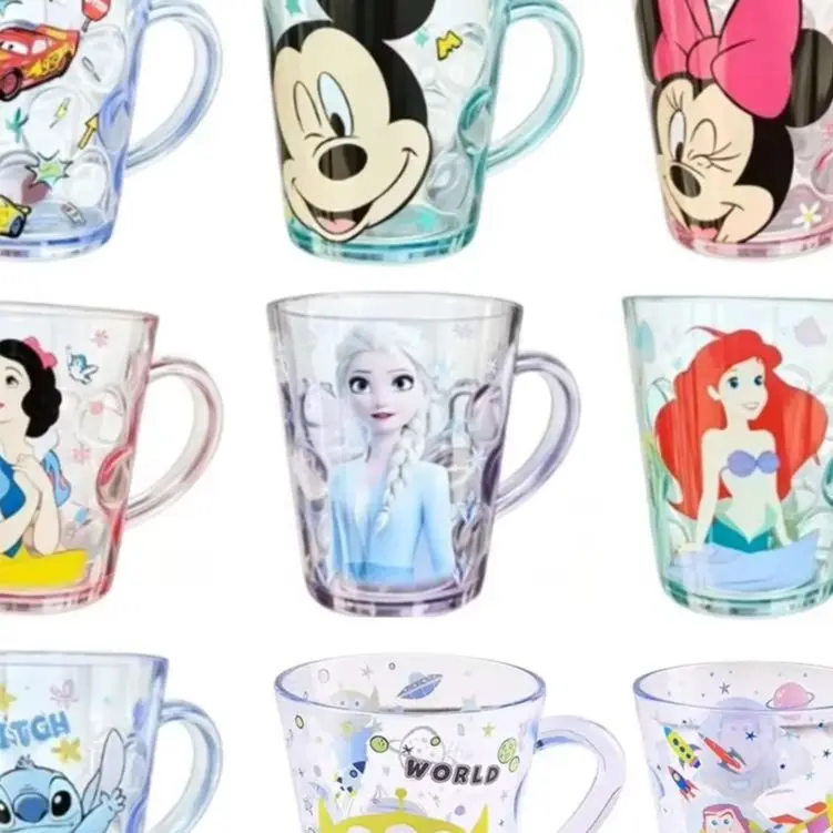 Disney Mickey, Minnie, stitch, Elsa,Toy Story, acrylic water cup, portable, anime peripheral cup, stylish appearance gift option
