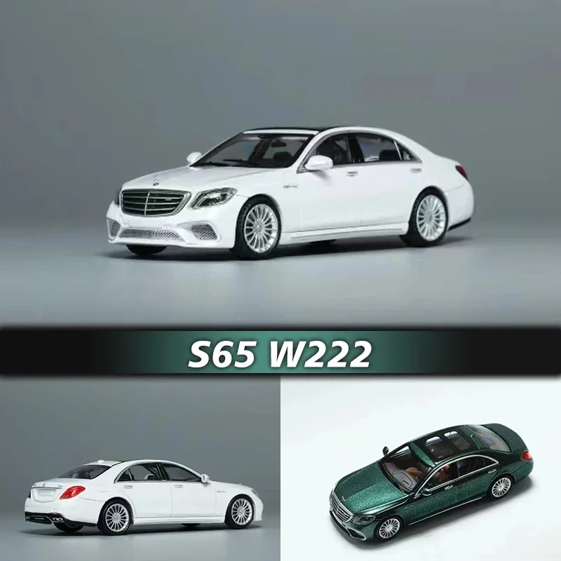 

KING 1:64 S65 W222 Metal WHITE Green Diecast Diorama Car Model